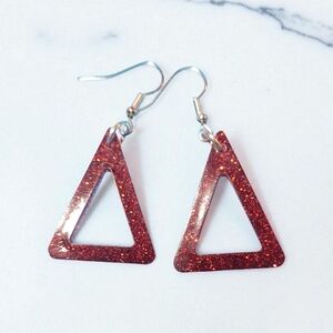Elegant Red Triangle Earrings